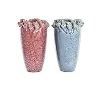 Jarrón DKD Home Decor 20 x 20 x 30,5 cm 22 x 22 x 33 cm Rosa Turquesa Gres Moderno con Relieve (2 Unidades)