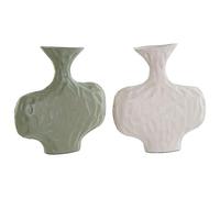 Jarrón DKD Home Decor Blanco Verde Aluminio 20 x 6 x 21 cm (2 Unidades)