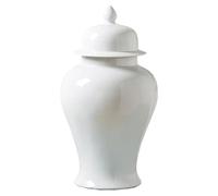 Jarrón grande de cerámica para jengibre con tapa, de porcelana blanca, jarrón decorativo para flores, diseño tradicional chino, 21,5 x 40 cm