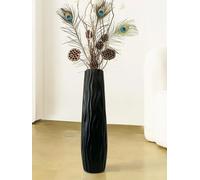 Jarrón grande para suelo, jarrón decorativo alto, jarrón simple de plástico para arreglos de flores secas, decoración para la sala de estar Black