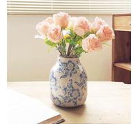 Jarrones para la decoración de salones, estilo vintage, porcelana "chinoiserie", jarrones de cerámica clásica con motivos florales chinos, ideales para el salón