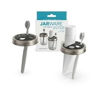 Jarware Tapas Negras para cepillos de Dientes y Pasta de Dientes para tarros Mason de Boca Ancha, Juego de 2 Tapas de Nailon