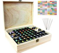 JasCherry Caja de Madera para Almacenamiento de Aceites Esenciales, 68 Huecos - Estuche de Lujo para Aromaterapia, Organiza y Protege tu Colección de 5ml 10ml 15ml 20ml