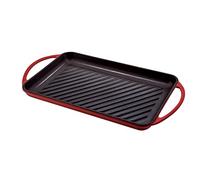 Jata GR33 - Plancha de Asar, Grill Hierro Fundido, Superficie Rayada, Apta para Todo Tipo Cocinas Incluida Inducción, Apta para Horno, 33 x 21,5, Roja