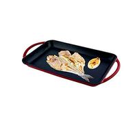 Jata GR53 - Plancha de Asar, Grill Hierro Fundido, Superficie Lisa, Apta para Todo Tipo Cocinas Incluida Inducción, Apta para Horno, 33 x 21,5, Roja