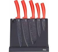 Jata HACC4502 - Cuchillos Cocina, Juego Cuchillos Cocina 5 piezas con Soporte Magnético, Incluye afilador, Cuchillos de acero, Mango de polipropileno, Fácil limpieza, Recubrimiento antiadherente