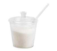 Jata HOGAR HCAF5510 - Azucarero de Cristal Borosilicato 360 ml con Tapa y Cuchara, Azucarero Transparente con Diseño de Rayas, Apto Lavavajillas, Libre BPA