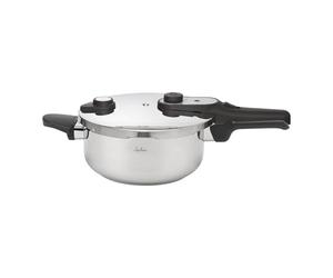 JATA HOGAR HOLL2224 - Olla Express a Presión 4 L de Acero Inoxidable, Olla Rápida con Cierre Giratorio, 3 Sistemas de Seguridad, Apta para Inducción y Todo Tipo de Cocinas, Ø 22 cm
