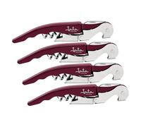 Jata HVIN2212 - Sacacorchos de Palanca, Abridor de vino con doble impulso articulado, Incluye navaja cortacápsulas y abridor de tapones, De acero inoxidable, ABS (Paquete de 4)