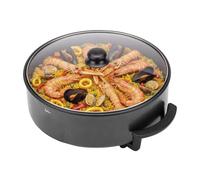JATA JEPE1642 - Paellera Eléctrica Multifunción 38 cm, 1500 W, Sartén/Cazuela Eléctrica Profunda 9 cm, Termostato Regulable hasta 240 ºC, Antiadherente sin PFOA, Tapa de Vidrio