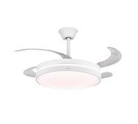 JATA JVTE4242 - Ventilador de Techo con Luz LED y WiFi, Aspas Retráctiles 96 cm, Motor DC Silencioso 6 Velocidades, Función Invierno/Verano Reverse, Mando a Distancia y App, Temporizador
