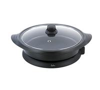 JATA PE640 - Paellera Eléctrica Antiadherente 34 cm, Sartén Eléctrica Multifunción 1600 W con Termostato Extraíble, Tapa de Cristal, Fondo Panel de Abeja y Asas de Toque Frío
