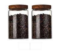 Jauhmui 2 Unidades Frascos De Vidrio Herméticos Con Tapa Madera 850 Ml