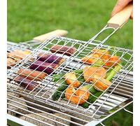Jauhmui Cesta de Barbacoa de Acero Inoxidable, Soporte Portátil para Pescado, Clip Plegable para Parrilla de Barbacoa, Parrilla de Barbacoa con Asa