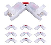 JAUHOFOGEI 10piezas 2 Pin L Forma Conector de Tira LED, Máx amperios 5A, sin Soldadura, para ángulo Recto o 90 ángulos de torneado Conexión de 8mm de Ancho LED Monocolor Tira Luces
