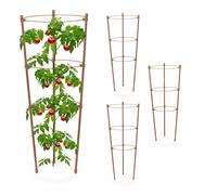 Jaula tomates jaulas para plantas tutores de jardín 3 anillos marrón 4 unidades
