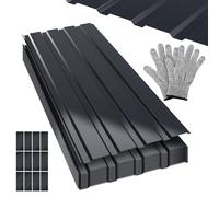 Jaxguom Chapa Trapezoidal 115 x 45 cm, 48x Chapas Metalicas Para Tejados 24.84 m², Superficie Lisa, Tejado Exterior 0,25 mm, Para Techo Garaje Caseta, Antracita