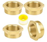 JAXICREY 4 reductores de 1 pulgada a 3/4 pulgadas, reductor de latón de 1 pulgada a 3/4 pulgadas, adaptador reductor con cinta de sellado de rosca de 2 m, para conexiones de tubos (AG Ø 32 mm x IG Ø