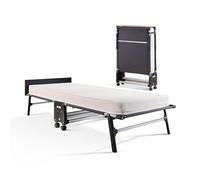 Jay-BE RM80 Letto Pieghevole, Nero, Singolo | Colchón Memory e-Fibre™, Cama Plegable, Ruedas Giratorias 360°, Portátiles, Patas Antivuelco, Cabecero de Madera