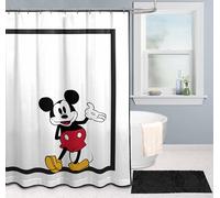 Jay Franco - Cortina de baño de tela con diseño de Mickey Mouse de Disney, 178 x 182 cm - Decoración de baño en blanco