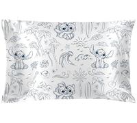 Jay Franco Funda de almohada de satén Disney Lilo y Stitch, talla estándar, 50 x 75, color blanco sedoso, funda de almohada premium