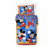 Jay Franco Kids Disney Mickey Mouse Juego de Funda nórdica - Ropa de Cama Suave 100% algodón con Funda de Almohada, Producto con Licencia Oficial, Rojo, 2 Piezas para Cama Individual