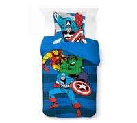 Jay Franco Kids Marvel Avengers Juego de Funda nórdica - Ropa de Cama Supersuave con Funda de Almohada, Solo Funda, edredón no Incluido, Azul, 2 Piezas, Individual
