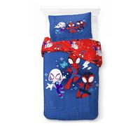 Jay Franco Kids Marvel Spidey y increíbles Amigos Juego de Funda nórdica - Ropa de Cama Suave 100% algodón con Funda de Almohada, Producto con Licencia Oficial, Azul, 2 Piezas para Cama Individual