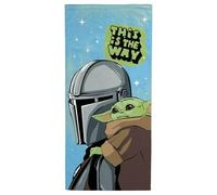 Jay Franco Kids Star Wars The Mandalorian Toalla de Playa 100% algodón - 71 x 147 cm Toalla de baño, Piscina y Viaje Supersuave, Producto con Licencia Oficial, Azul