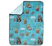 Jay Franco Manta de Peluche para niños Star Wars The Mandalorian - 100 x 130 cm, Manta de Felpa Suave y acogedora para Decorar el Dormitorio y el sofá, Producto con Licencia Oficial, Azul