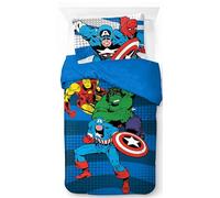 Jay Franco Marvel Comics Avengers - Juego de funda nórdica para cama individual, 100% algodón, incluye funda de almohada de 50 x 70 cm