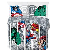 Jay Franco Marvel Comics Comic Cool Funda nórdica 100% algodón 200 x 200 cm Tamaño de Cama Doble con 2 Fundas de Almohada 50 x 70 cm