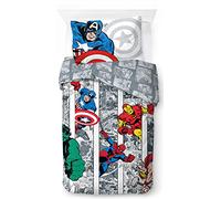 Jay Franco Marvel Comics Comic Cool Juego de Ropa de Cama Infantil 100% Algodón 135 x 200 cm Tamaño Cama Individual - Funda Nórdica + Funda de Almohada 50 x 70 cm
