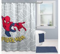 Jay Franco Marvel Spiderman Cortina de ducha 178 x 182 cm - Decoración de baño de tela con superhéroes