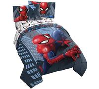 Jay Franco Marvel Spiderman Crawl - Juego de cama matrimonial de 5 piezas, incluye edredón reversible y juego de sábanas, microfibra súper suave resistente a la decoloración (producto oficial de