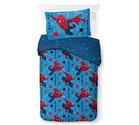 Jay Franco Marvel Spiderman Spidey Faces Juego de Ropa de Cama Infantil 100% algodón 135 x 200 cm Tamaño Cama Individual - Funda nórdica + Funda de Almohada 50 x 70 cm