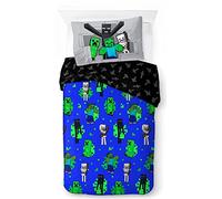 Jay Franco Minecraft Fight Back Juego de Ropa de Cama Infantil 100% algodón 135 x 200 cm Tamaño de Cama Individual - Funda nórdica + Funda de Almohada 50 x 70 cm