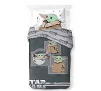 Jay Franco Star Wars Mandalorian Curious Child Juego de Ropa de Cama Infantil 100% Algodón 135 x 200 cm Tamaño Cama Individual - Funda Nórdica + Funda de Almohada 50 x 70 cm