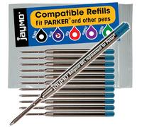 Jaymo - 12 - Reemplazo de tinta de gel para bolígrafos, compatible con Parker, Escritura fluida en tinta alemana y punta mediana 0,7mm, azul