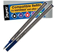 Jaymo - 2 - Reemplazo de recargas de tinta azul compatibles con Waterman bolígrafos roller de tinta. Escritura fluida en tinta alemana y punta fina de 5 mm. Waterman #S0112680 / 540961/54091