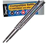 Jaymo - 2 - Reemplazo de recargas de tinta negra compatibles con Waterman® bolígrafos. Escritura fluida tinta alemana y punta media 0,7mm Comparar con Waterman #S0791030
