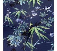 Jazmín Flor Jardín Hojas Tela Efecto Arthouse Papel Pintado - Azul Oscuro 297800