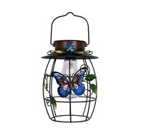 Jazuaiao Lámpara solar colgante con LED blanco cálido y control de luz inteligente para porche o patio trasero, camino solar de hierro mariposa Lam