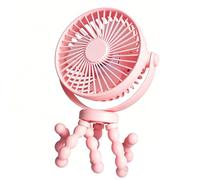 Jazuaiao Ventilador compacto y ajustable con construcción de ABS resistente | Paquete de energía recargable con 3 ajustes y carga tipo C para cochecitos de bebé y escritorios de trabajo para varias