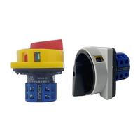 JBBQCEVHT Interruptor de Leva Giratorio con candado 690 V y 20 A Placa Grande, Apagado/Encendido, 2 Posiciones, 4 Polos, 8 terminales, selector Principal, Parada Emergencia(Grey Panel)
