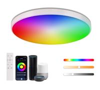 JBdusn Plafon LED Techo RGB+CCT 24W Ø30 cm, Lámpara de techo LED con control remoto y control de APP con Alexa y Google Home, Luz Panel 2700K-6500K, Luz Inteligente para Dormitorio, Salon, Cocina