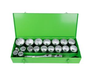 JBM 51855 ESTUCHE METÁLICO CON 22 PIEZAS DE AUTO E 1" EN 12 CANTOS CINCADO