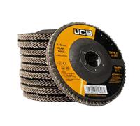 JCB 10 discos de metal de grano 36 de 115 mm x 22,23 mm para amoladoras angulares, eliminación de óxido, desbarbado, alisar, mezclar y eliminar imperfecciones de los metales