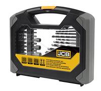 JCB - Juego de brocas y brocas combinadas - Juego de accesorios de 40 piezas - Selección de brocas HSS para mampostería y madera y tuercas - Presentado en una funda de transporte plegable duradera