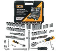 JCB Juego de llaves de vaso de 108 piezas | JCB-41082-5 | Acero CrV | Accesorios de 1/4 y 1/2 pulgada | Carracas | Maleta